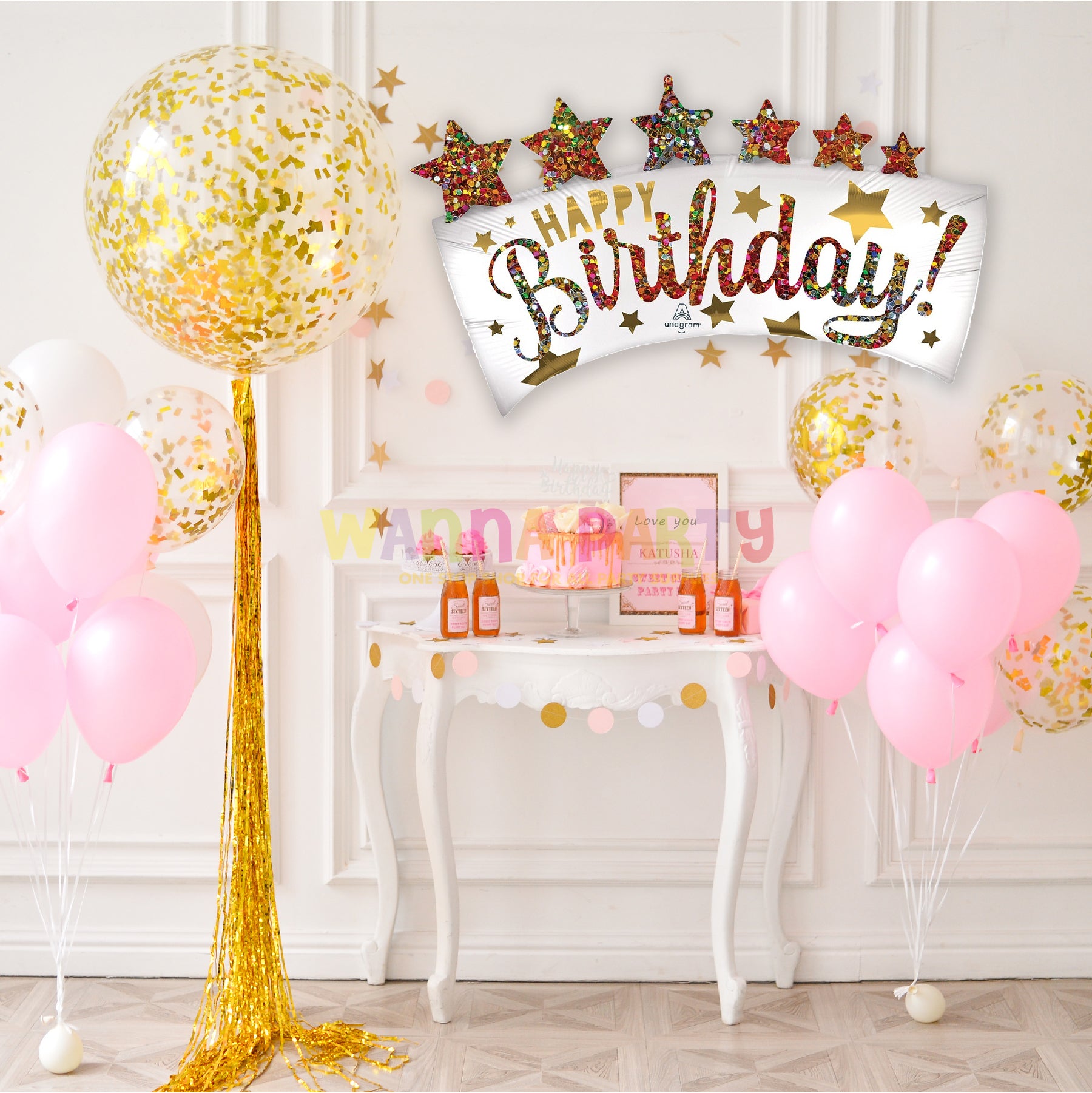 HBD Glitter Banner Birthday Balloon 35"