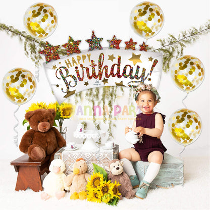 HBD Glitter Banner Birthday Balloon 35"