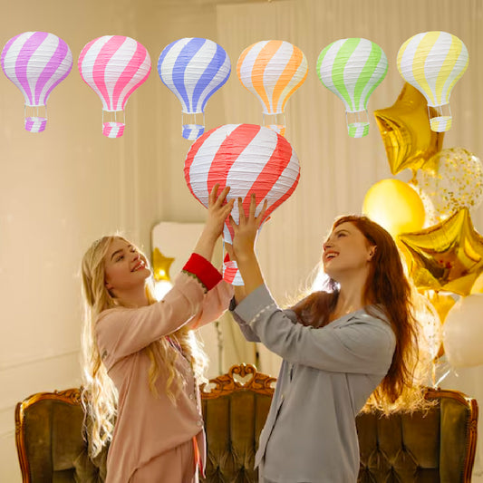 Assorted Color Paper Lantern Parachute/Hot Air Baloon for Hanging Decor - 5PC
