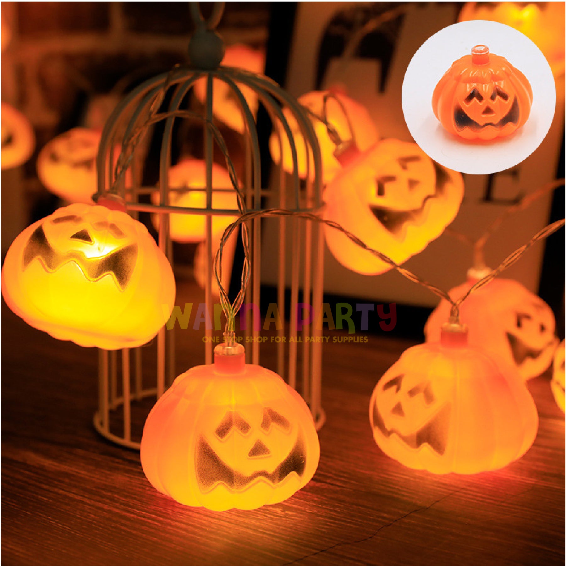 Halloween Pumpkin Light Up Garland - 16PC