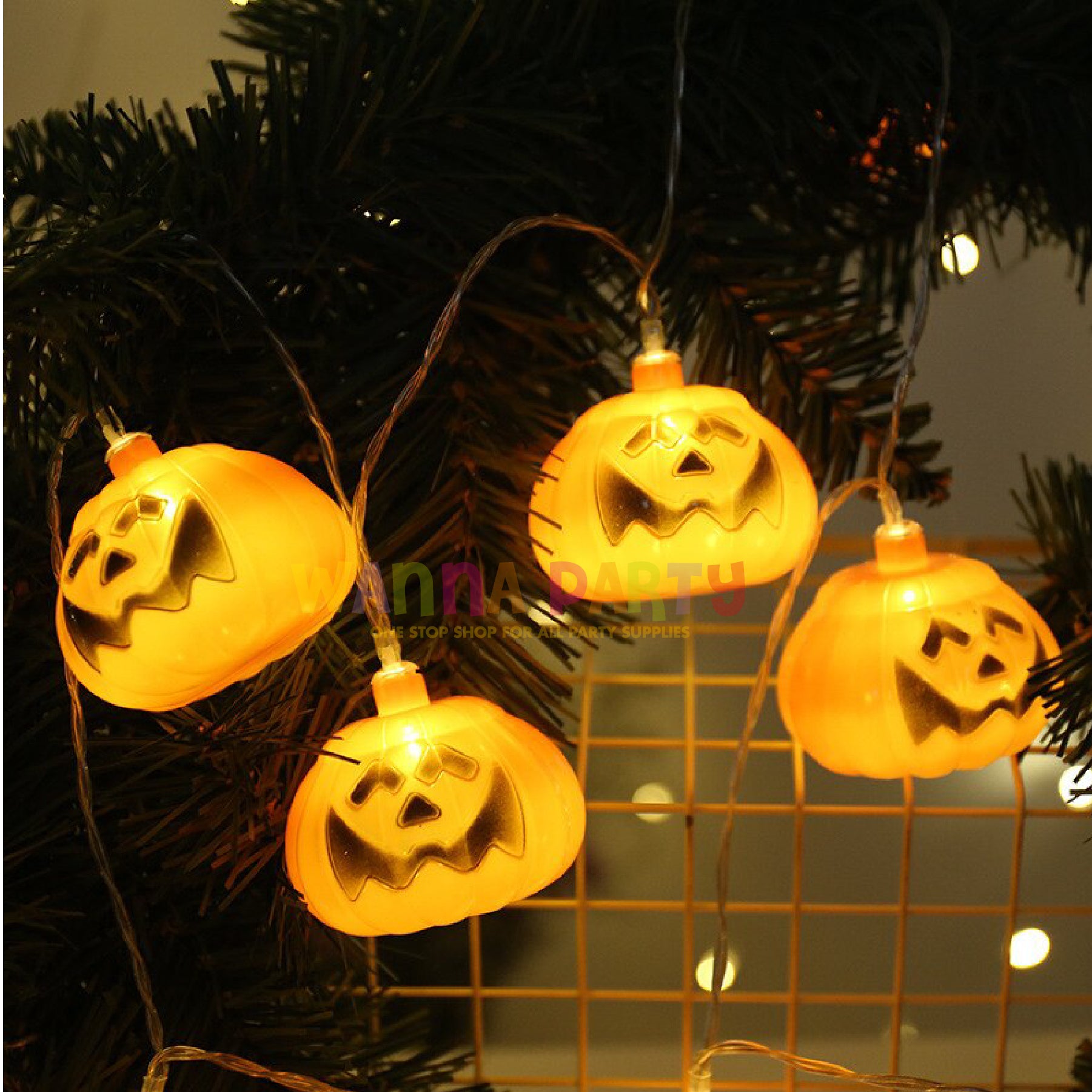 Halloween Pumpkin Light Up Garland - 16PC