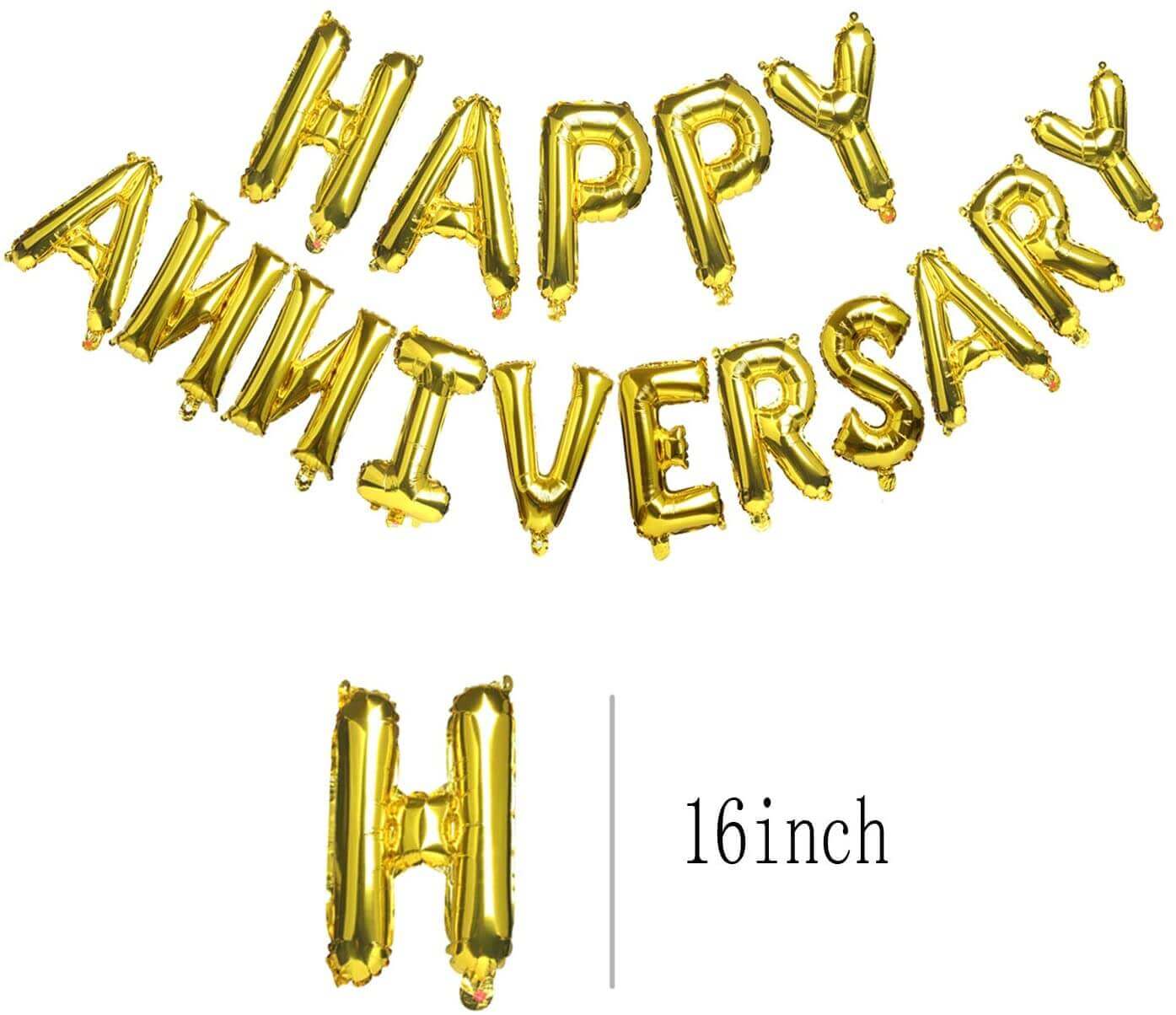 Happy Anniversary Gold Balloon Banner -1Set