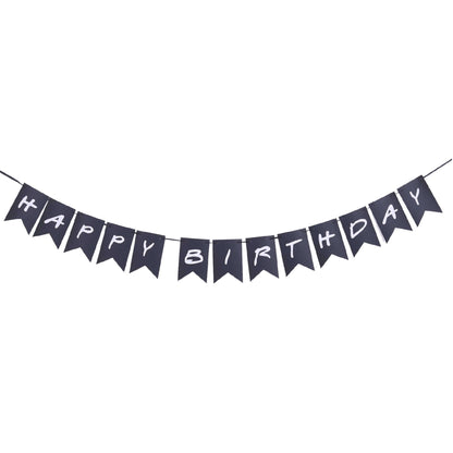 Happy Birthday Black & White Bunting Banner