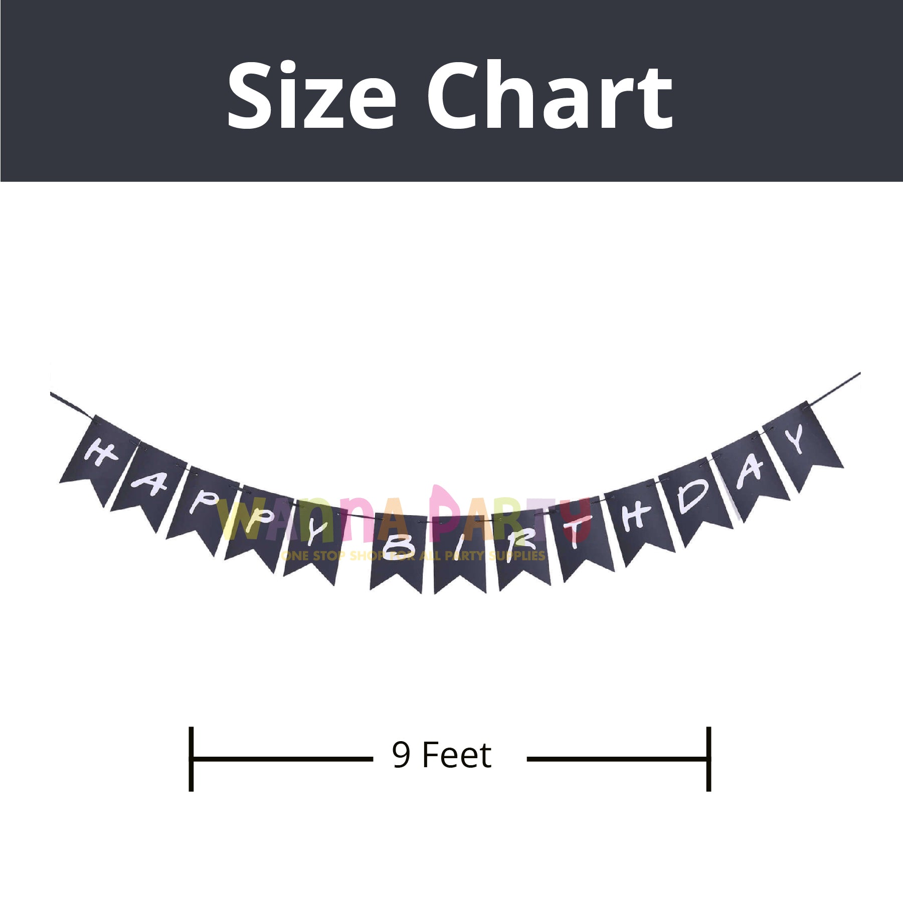 Happy Birthday Black & White Bunting Banner