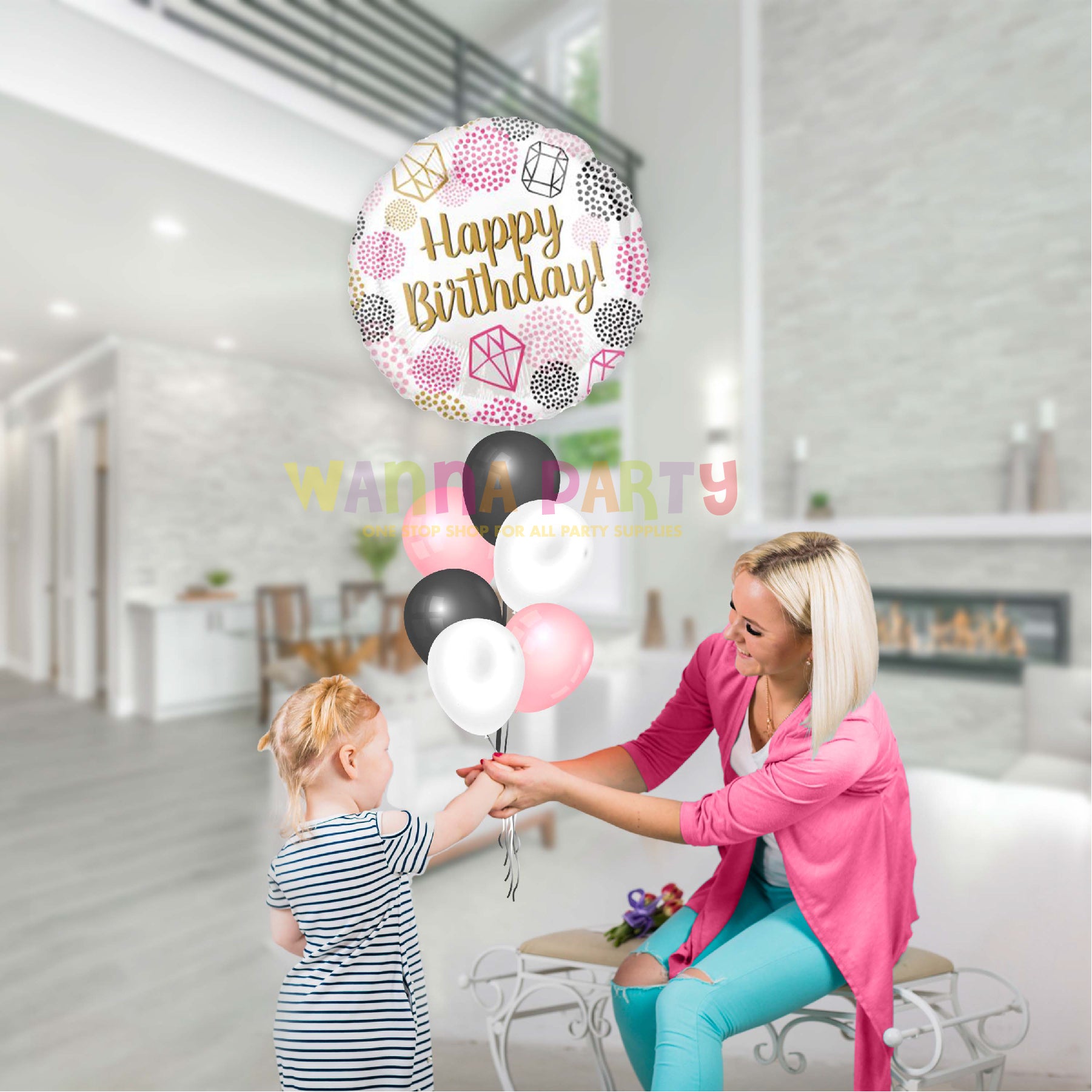 Happy Birthday Gems Balloon 18" for Birthday Party Decor Supplies