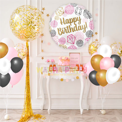 Happy Birthday Gems Balloon 18" for Birthday Party Decor Supplies