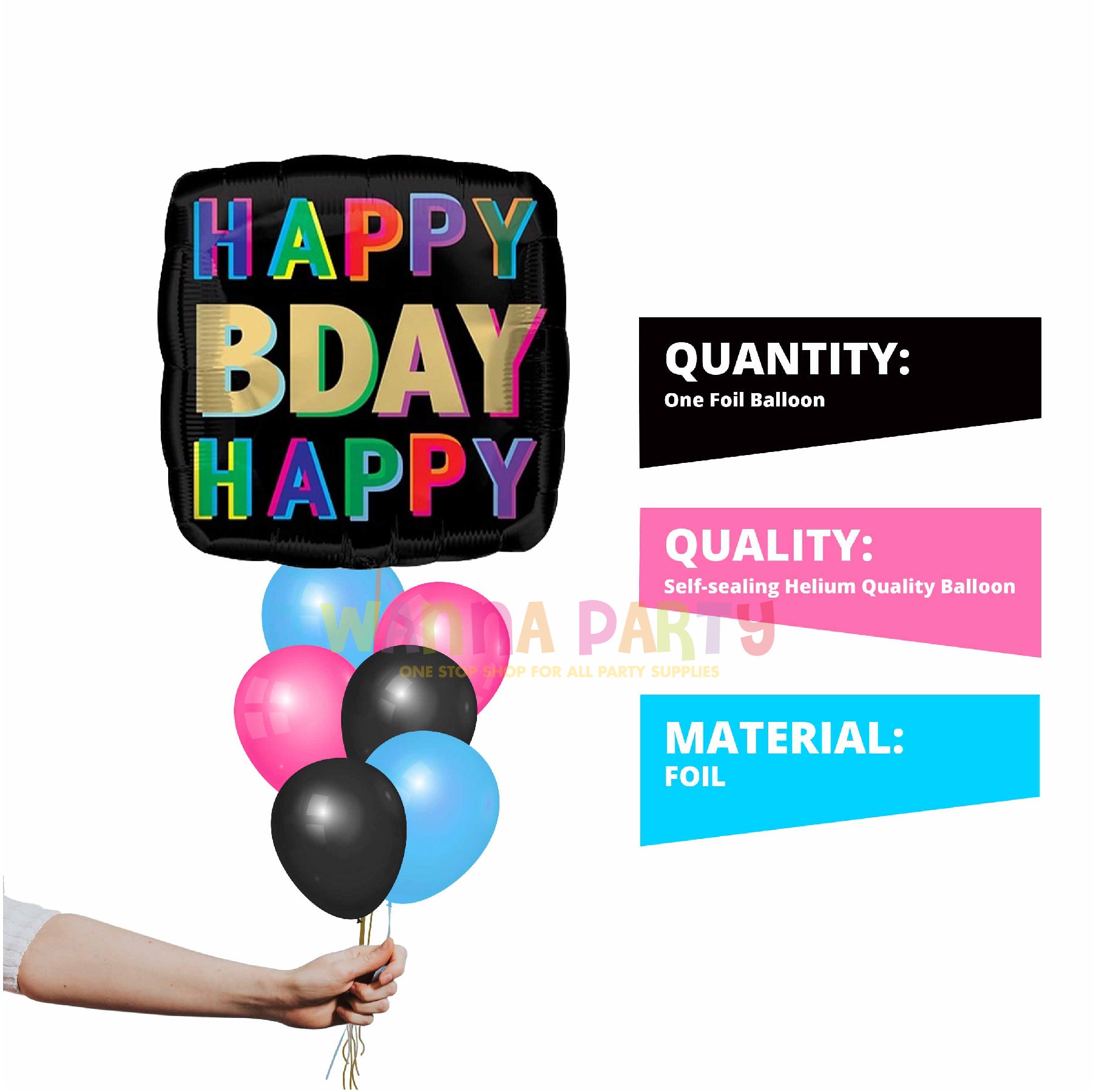 Happy Birthday Off-Set Letters Balloon 18 Inch