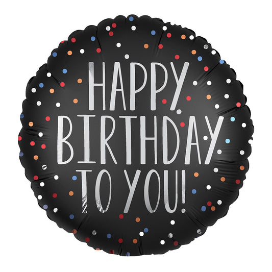 Happy Birthday To You Satin Dots Balloon 18 Inch