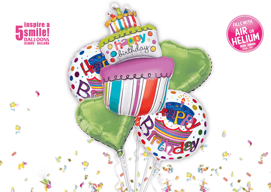 Happy Birthday Triple Layer Cake Balloon Set of 5