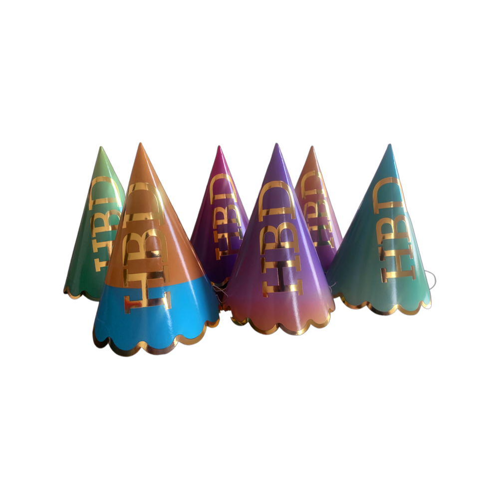 HBD Golden Rim Hats-6PC