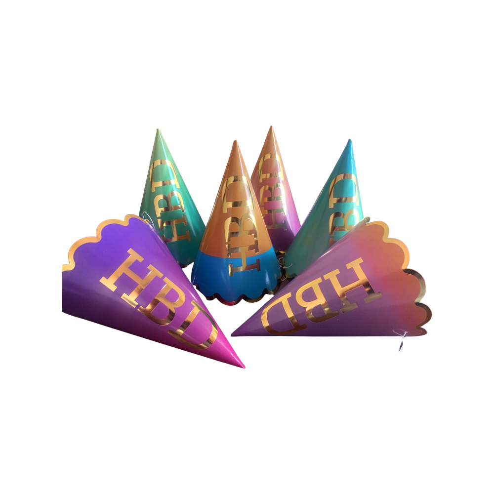 HBD Golden Rim Hats-6PC