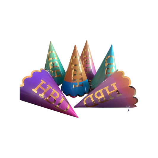 HBD Golden Rim Hats-6PC