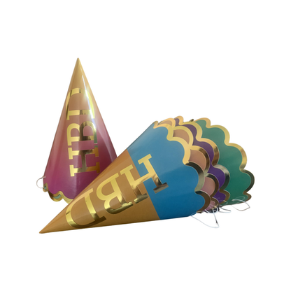 HBD Golden Rim Hats-6PC