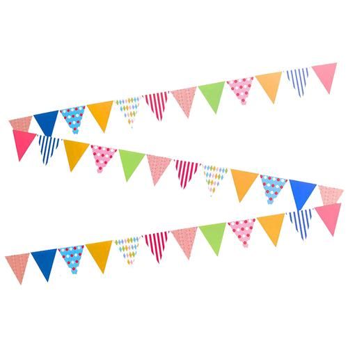 Multicolor Penant Paper Buntings - 12PC