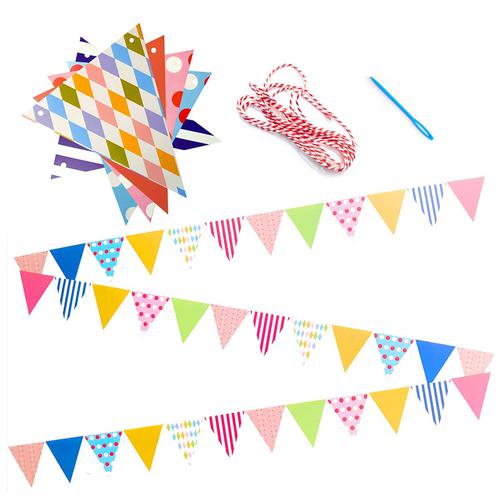 Multicolor Penant Paper Buntings - 12PC