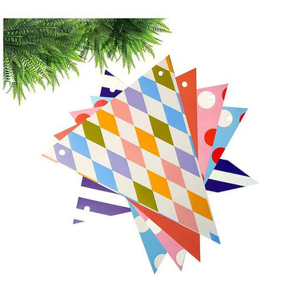 Multicolor Penant Paper Buntings - 12PC