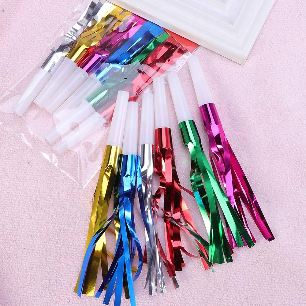 Foil Fringe Multicolor Blowouts - 12PC