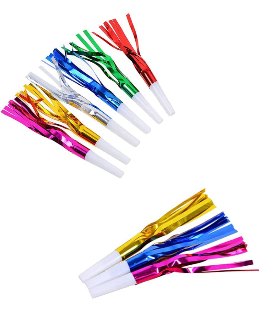 Foil Fringe Multicolor Blowouts - 12PC