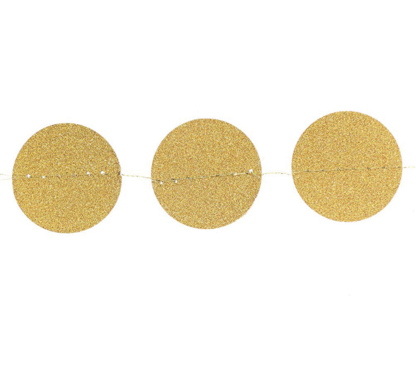 Glitter Round Golden String Decoration - 1PC