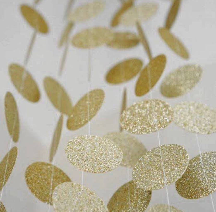 Glitter Round Golden String Decoration - 1PC