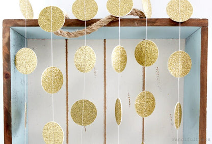 Glitter Round Golden String Decoration - 1PC