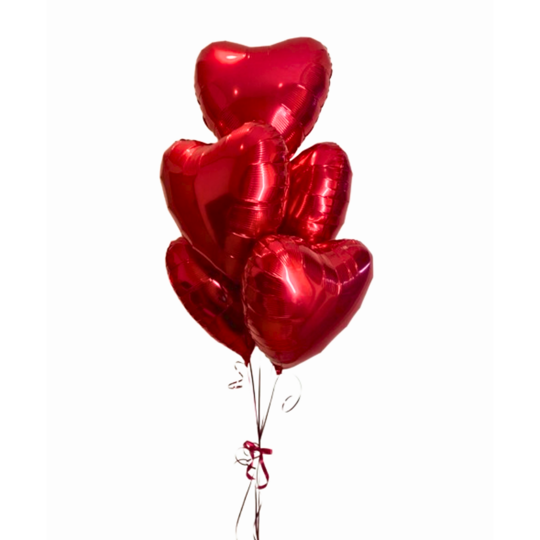 Heart Foil Balloons - pack of 5 pc (w/ Helium Gas)