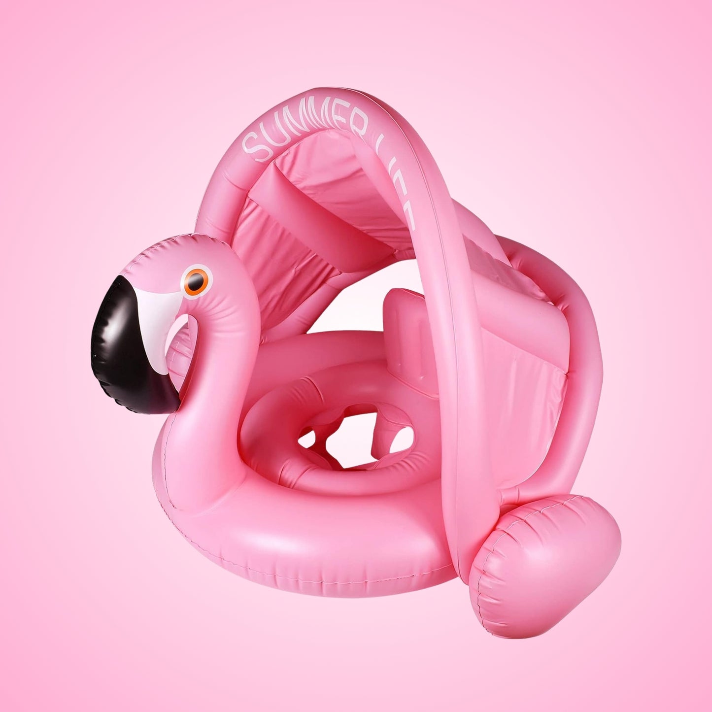 Inflatable Flamingo Pool Float with Canopy for Kids - 1PC