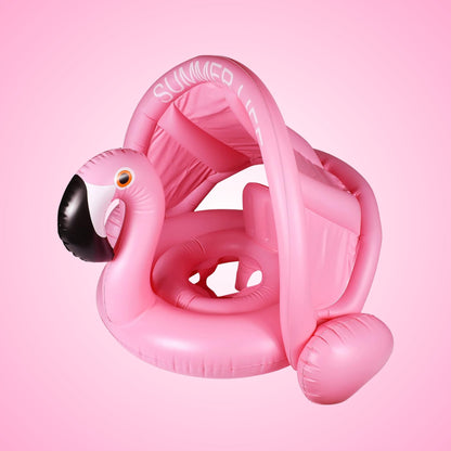 Inflatable Flamingo Pool Float with Canopy for Kids - 1PC