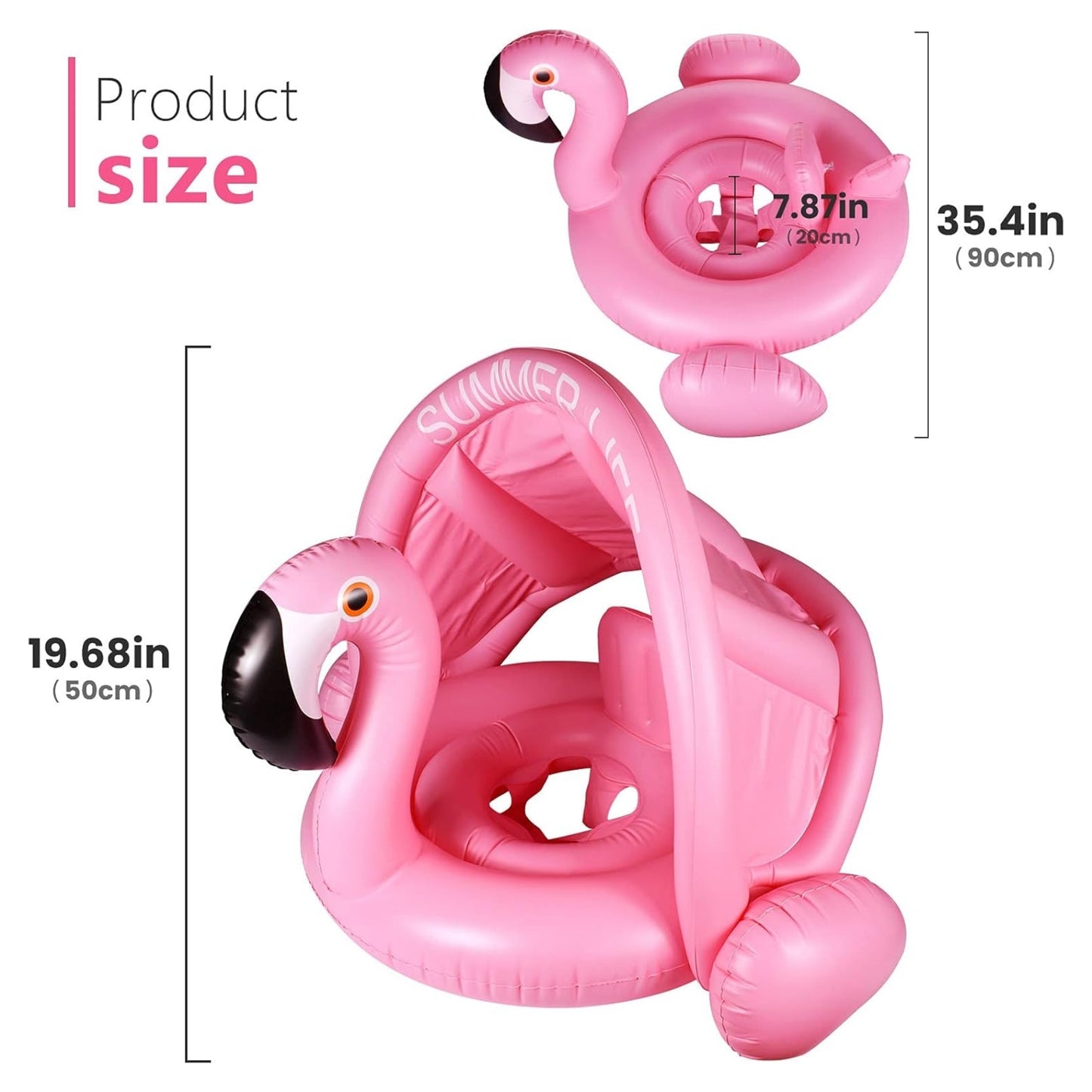 Inflatable Flamingo Pool Float with Canopy for Kids - 1PC