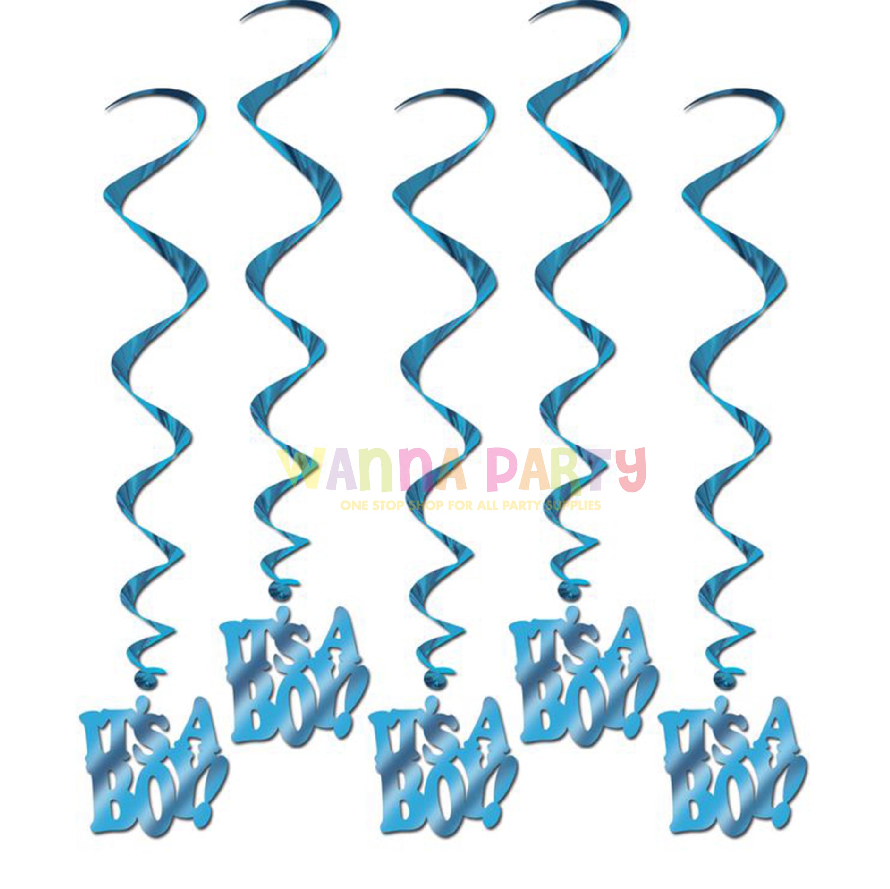 It's A Boy Swirl Decoration - 6PC