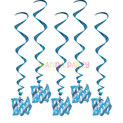 It's A Boy Swirl Decoration - 6PC