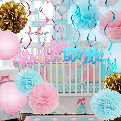 It's A Boy Swirl Decoration - 6PC