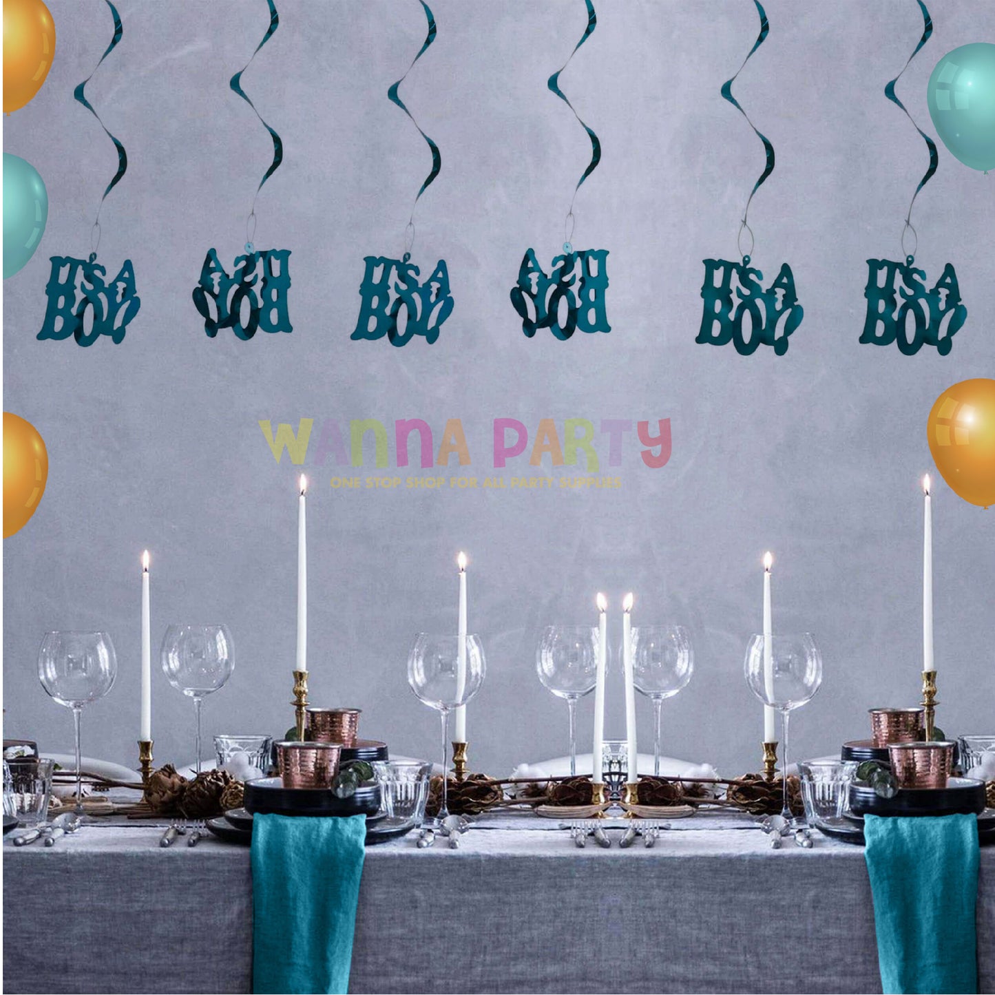 It's A Boy Swirl Decoration - 6PC