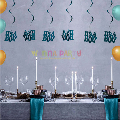 It's A Boy Swirl Decoration - 6PC