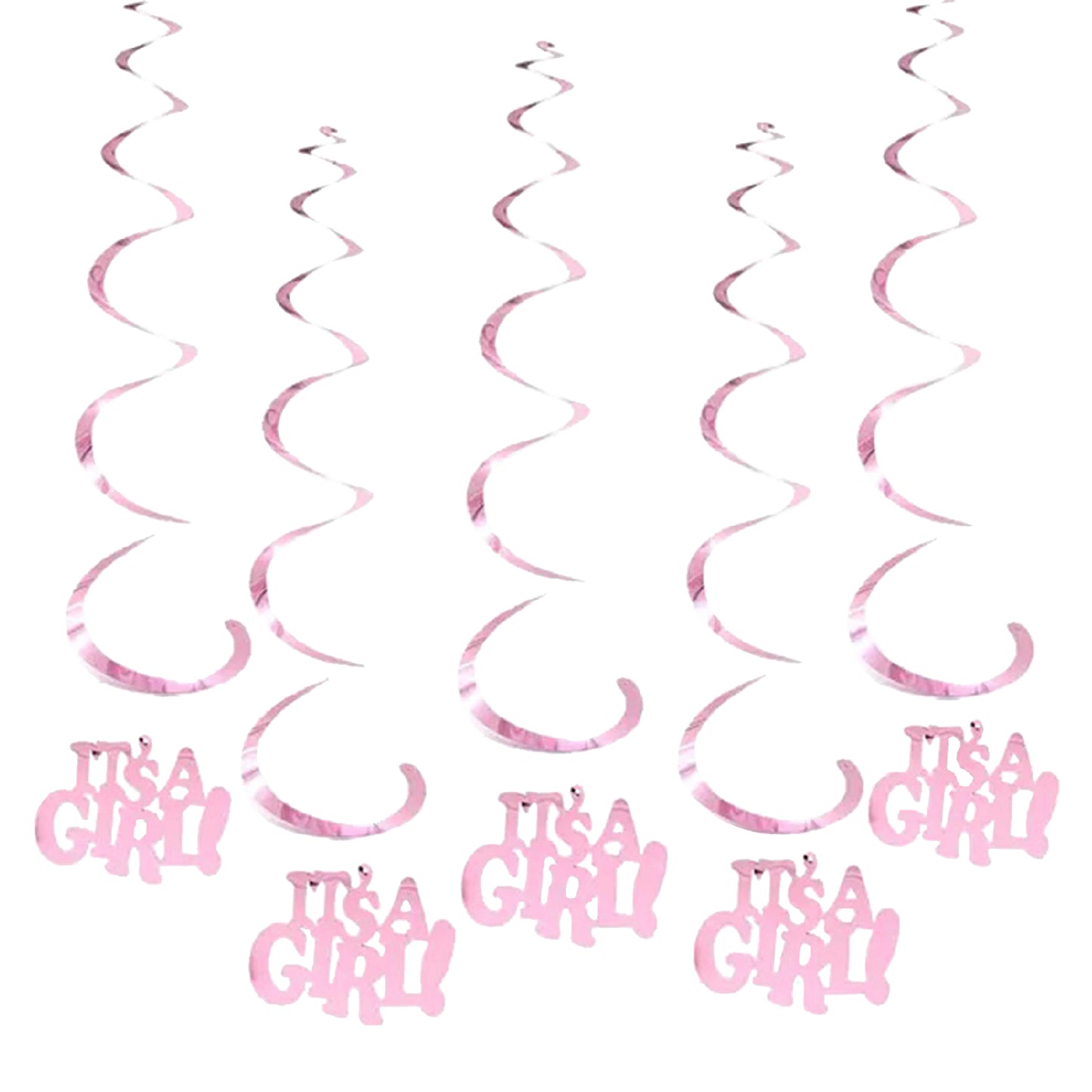 It's A Girl Swirl Decoration - 6PC