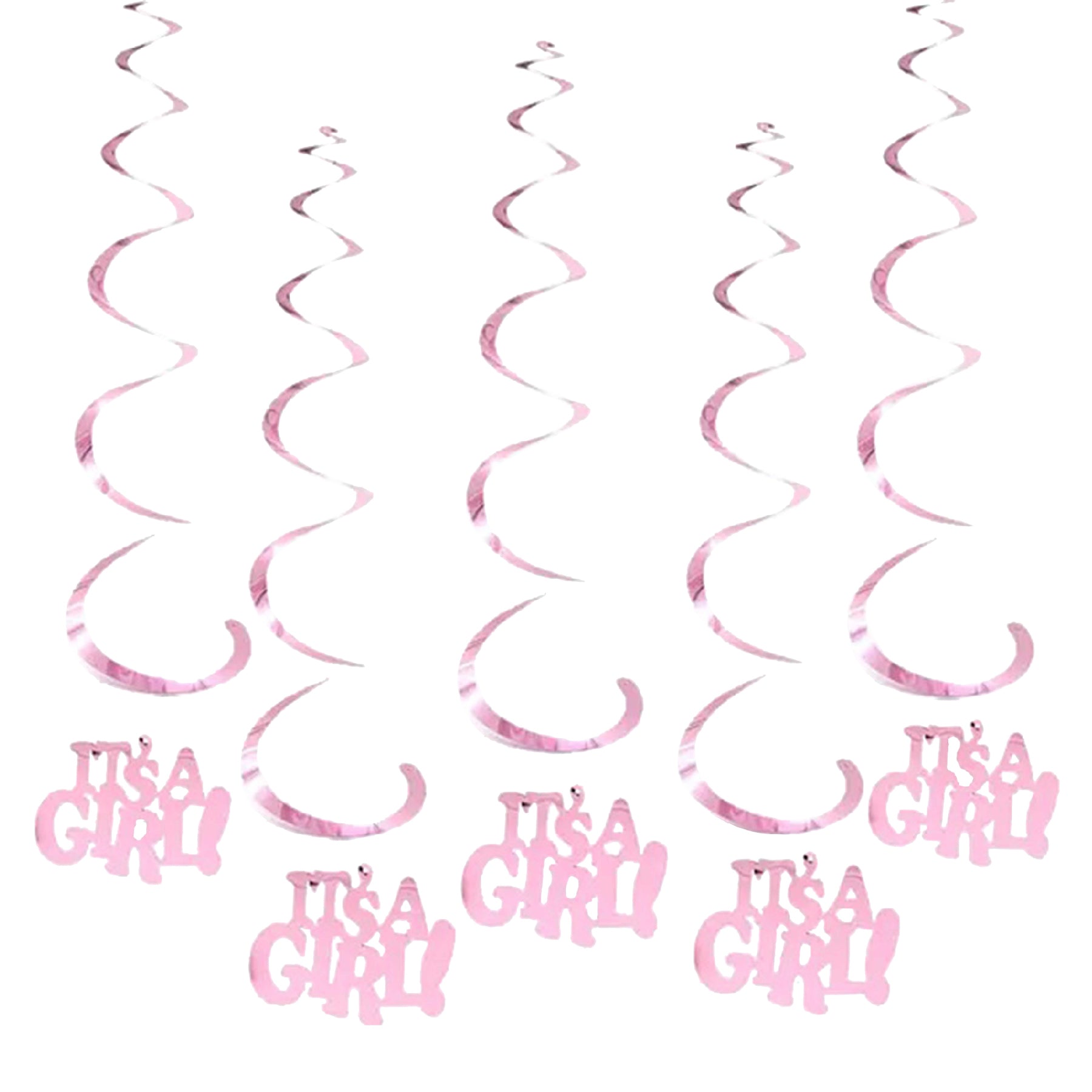 It's A Girl Swirl Decoration - 6PC