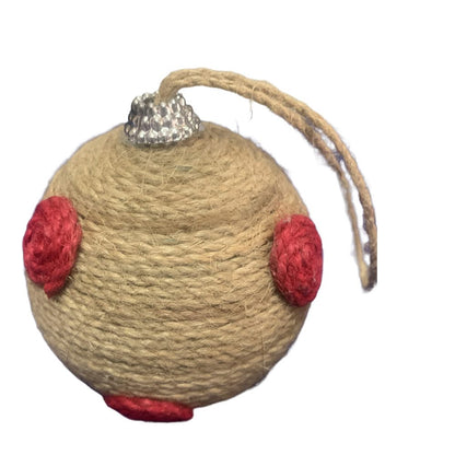 Jute Balls with Red Woold Dots - 2PC