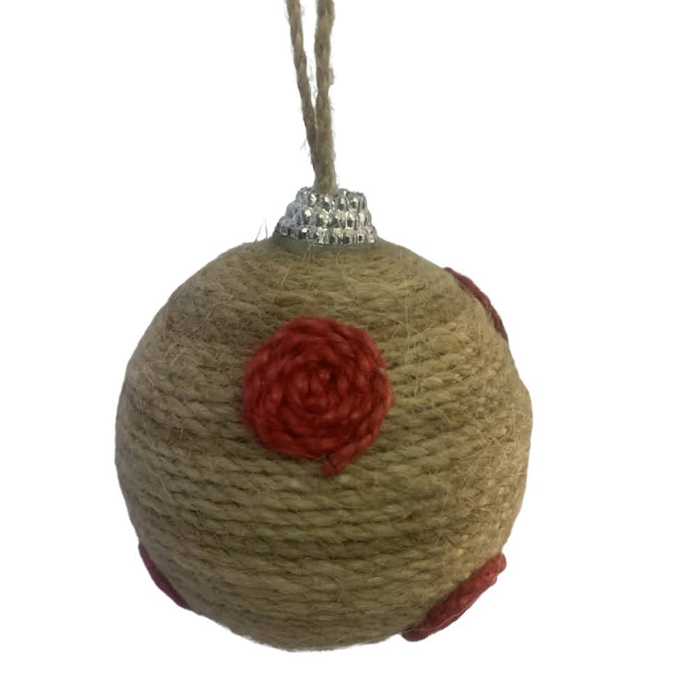 Jute Balls with Red Woold Dots - 2PC