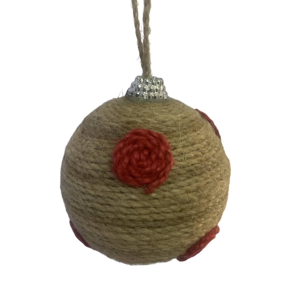 Jute Balls with Red Woold Dots - 2PC