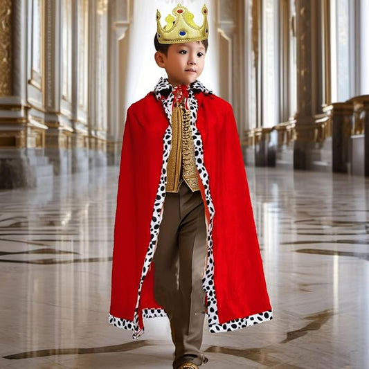 King Red Robe with Golden Crown Combo Set - 2PC