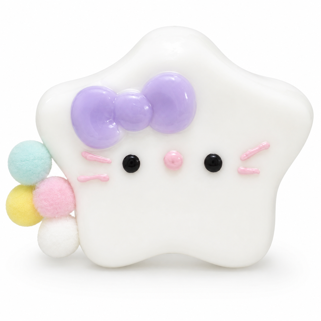 Cute Kitty White Star Squishy Taba Toys | Soft Slow Rebound Stress Relief Squeeze Toy for Kids, Party Favors, Return Gifts, Loot Bags, Pinata Fillers & Birthday Gifts - 1PC
