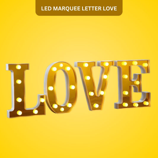 4 LED White Gold Marquee Light Up Letters "LOVE"