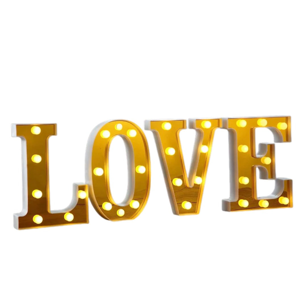 4 LED White Gold Marquee Light Up Letters "LOVE"