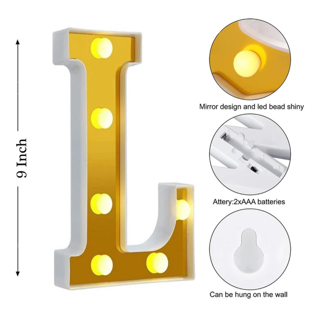 4 LED White Gold Marquee Light Up Letters "LOVE"