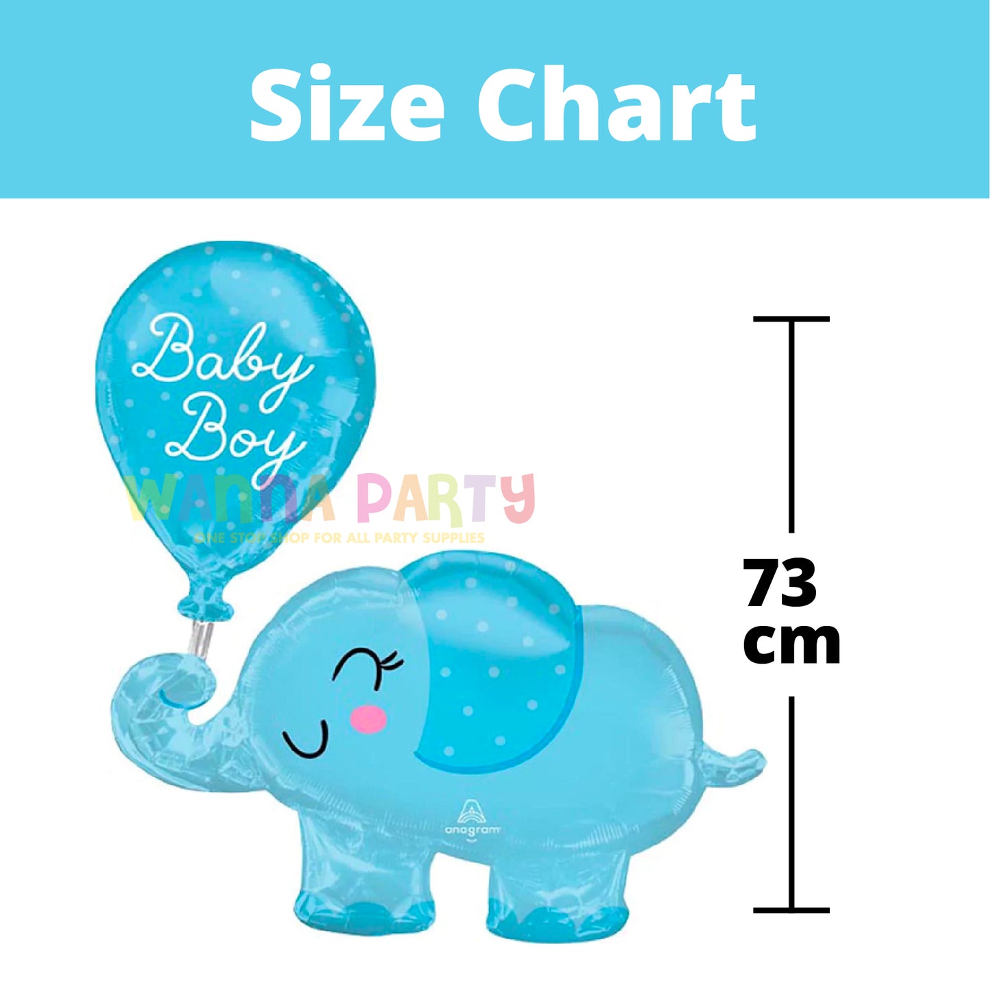 Large Shape Baby Boy Elephant Balloon