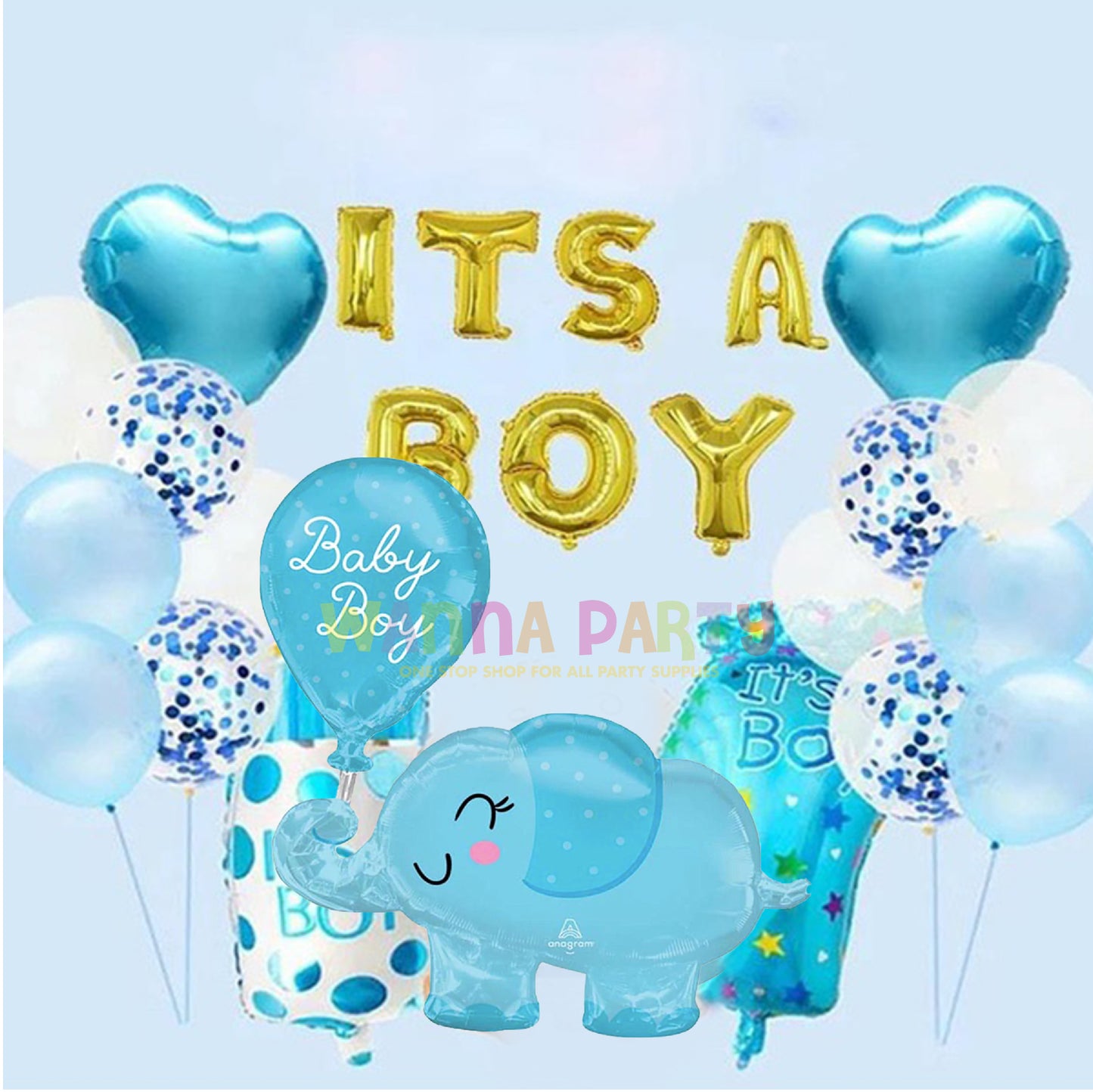 Large Shape Baby Boy Elephant Balloon