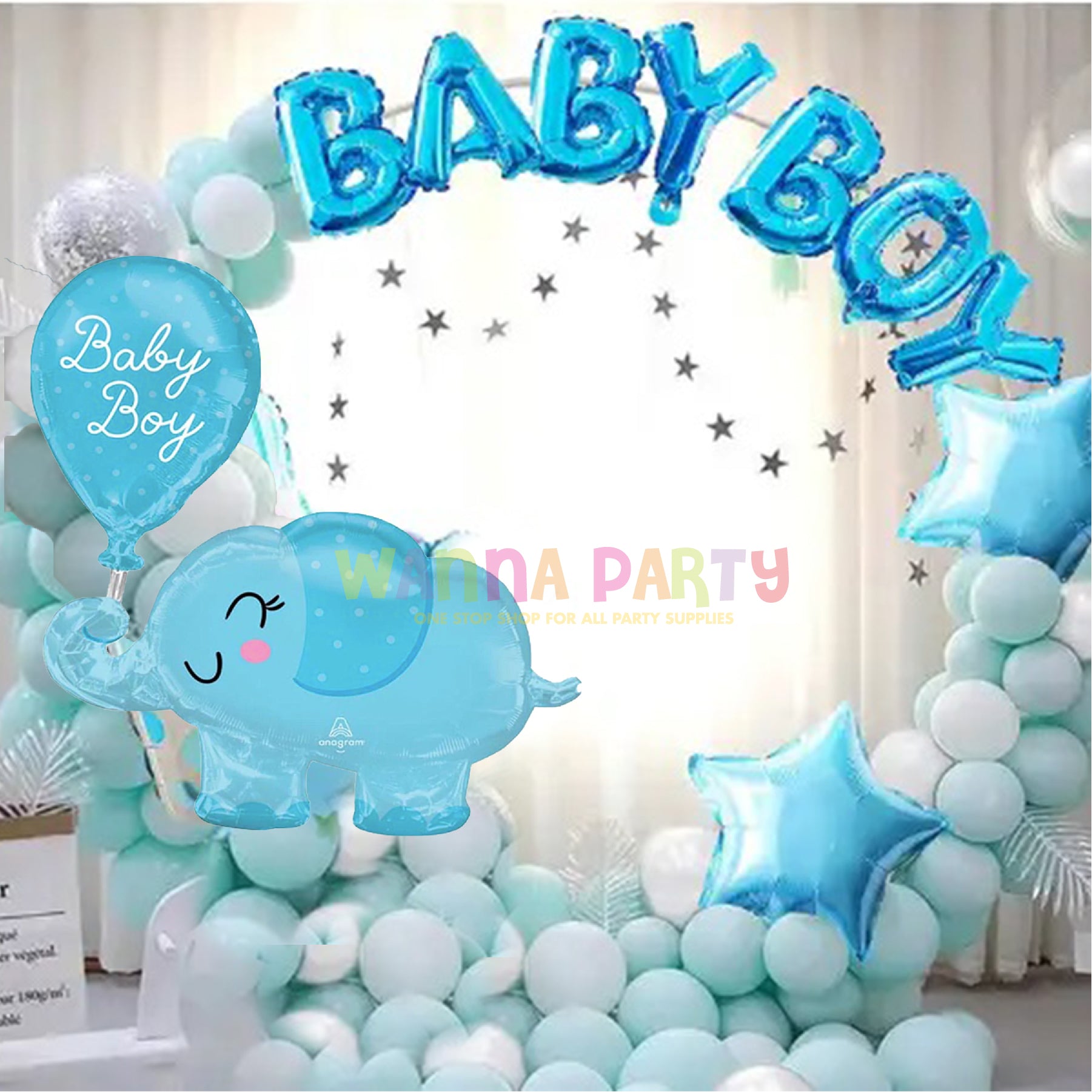 Large Shape Baby Boy Elephant Balloon