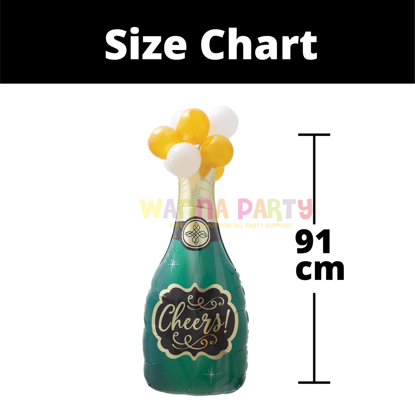 LARGE SHAPE CHAMPAGNE CHEERS BALLOON W/LATEX 43"