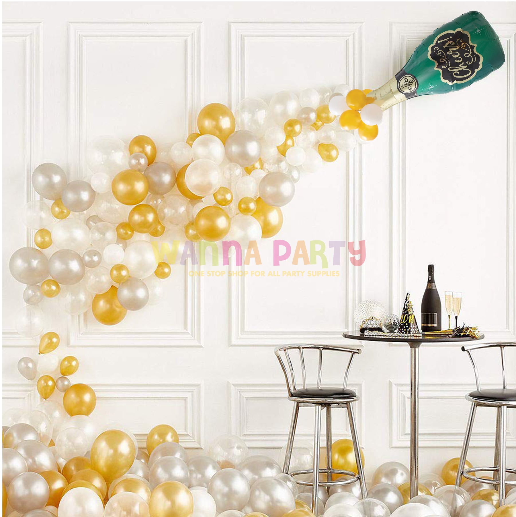 LARGE SHAPE CHAMPAGNE CHEERS BALLOON W/LATEX 43"