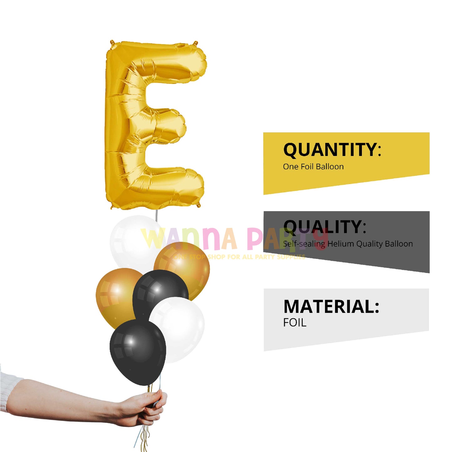 16" Letter E Golden Balloon